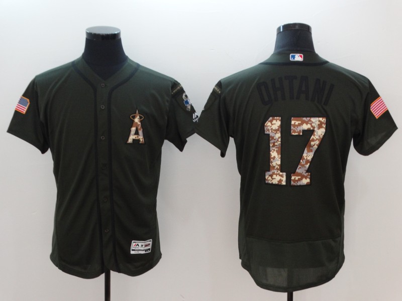 Men Los Angeles Angels #17 Ohtani Green Salute To Service Elite MLB Jerseys->denver broncos->NFL Jersey